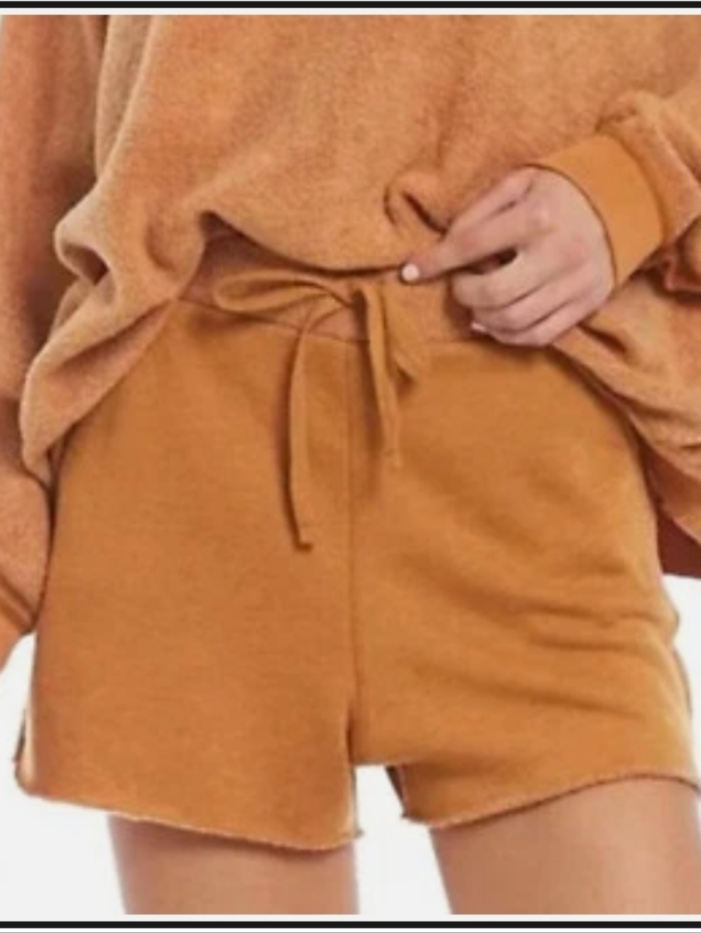 Kelly High Waist Raw Hem Fleece Lounge Shorts NWOT